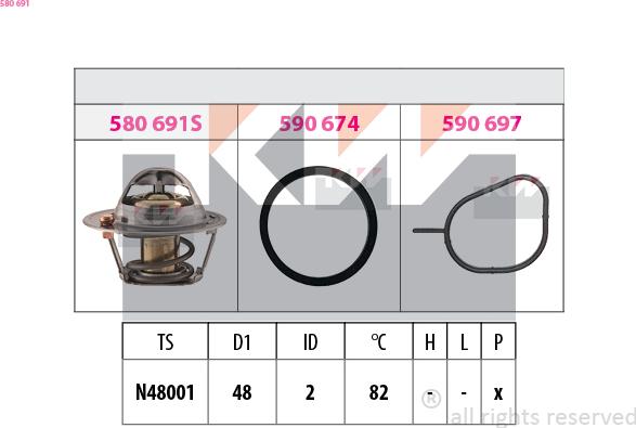 KW 580 691 - Термостат охлаждающей жидкости / корпус autospares.lv