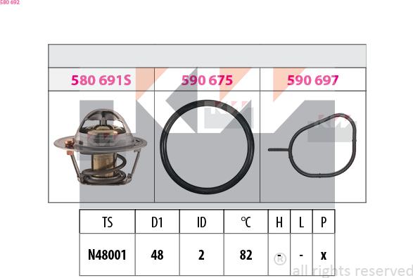 KW 580 692 - Термостат охлаждающей жидкости / корпус autospares.lv