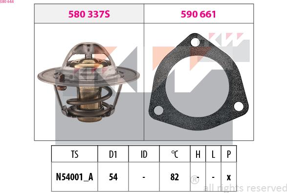 KW 580 644 - Термостат охлаждающей жидкости / корпус autospares.lv