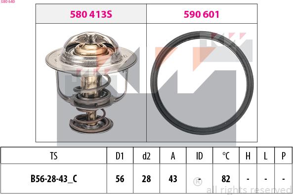 KW 580 640 - Термостат охлаждающей жидкости / корпус autospares.lv