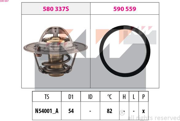 KW 580 667 - Термостат охлаждающей жидкости / корпус autospares.lv