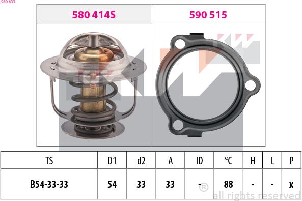 KW 580 633 - Термостат охлаждающей жидкости / корпус autospares.lv