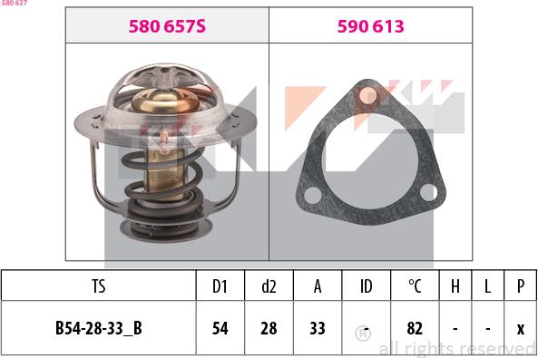 KW 580 637 - Термостат охлаждающей жидкости / корпус autospares.lv