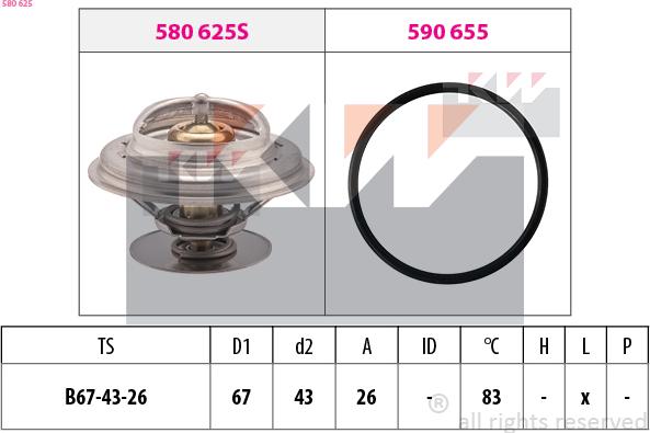 KW 580 625 - Термостат охлаждающей жидкости / корпус autospares.lv