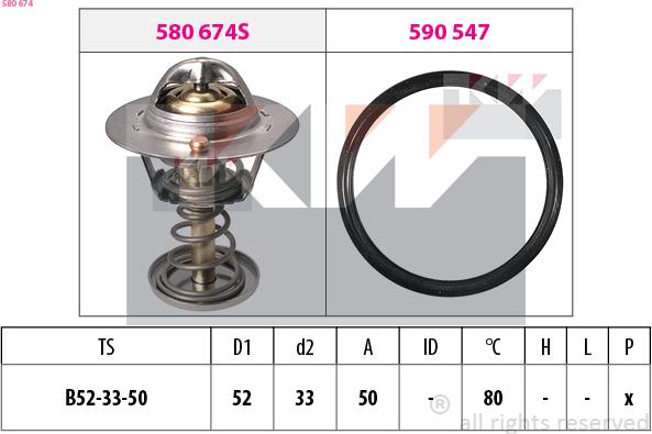 KW 580 674 - Термостат охлаждающей жидкости / корпус autospares.lv