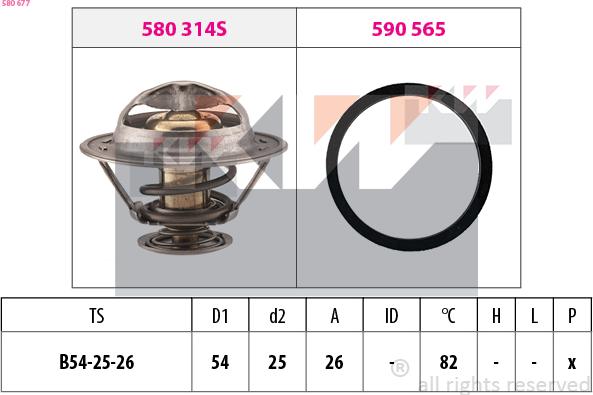 KW 580 677 - Термостат охлаждающей жидкости / корпус autospares.lv