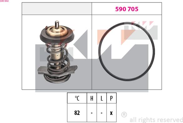 KW 580 842 - Термостат охлаждающей жидкости / корпус autospares.lv