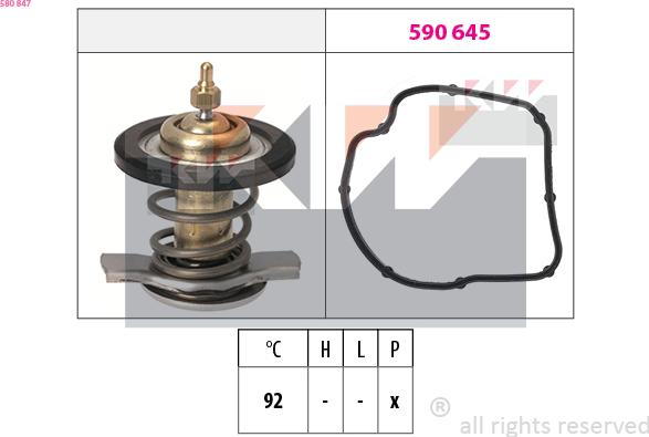 KW 580 847 - Термостат охлаждающей жидкости / корпус autospares.lv