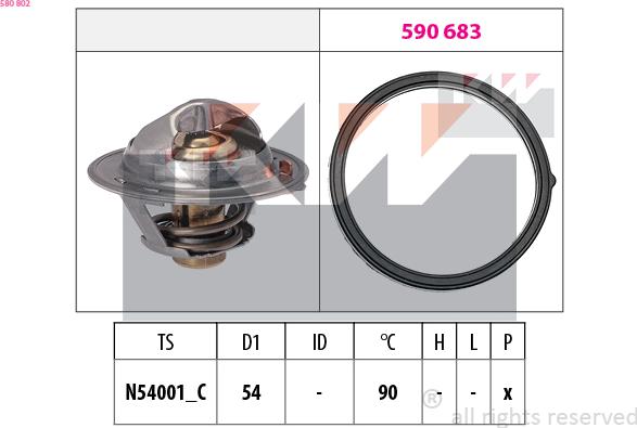 KW 580 802 - Термостат охлаждающей жидкости / корпус autospares.lv