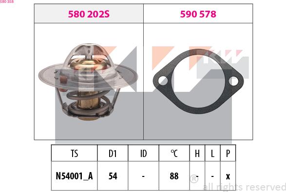 KW 580 358 - Термостат охлаждающей жидкости / корпус autospares.lv