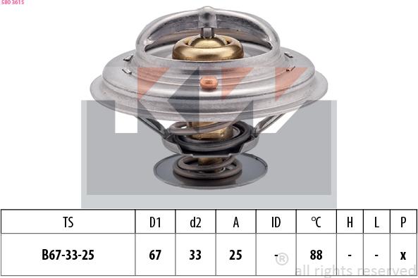 KW 580 361S - Термостат охлаждающей жидкости / корпус autospares.lv