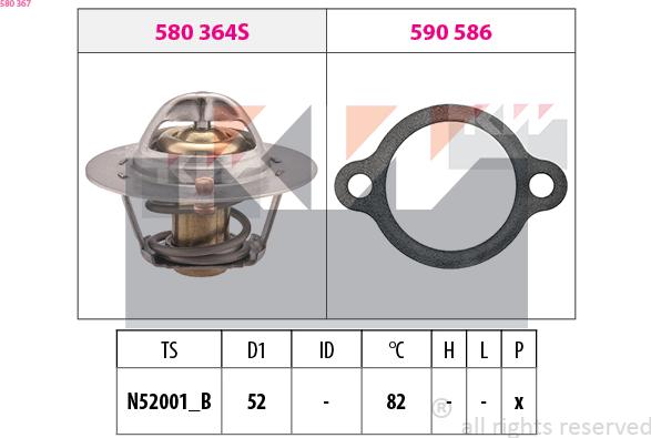 KW 580 367 - Термостат охлаждающей жидкости / корпус autospares.lv