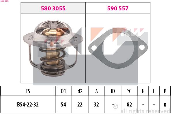 KW 580 305 - Термостат охлаждающей жидкости / корпус autospares.lv