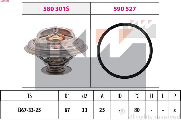 KW 580 301 - Термостат охлаждающей жидкости / корпус autospares.lv