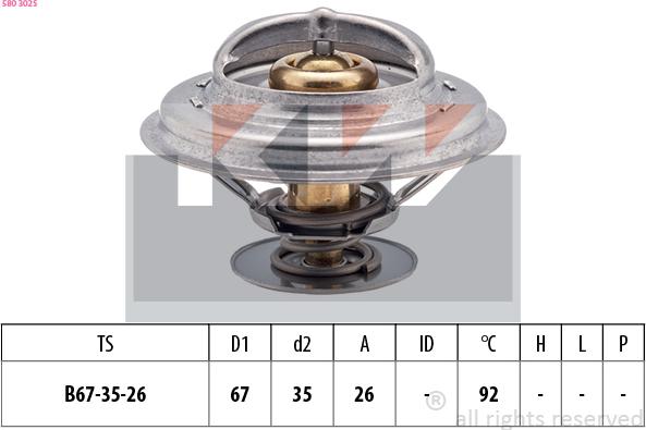 KW 580 302S - Термостат охлаждающей жидкости / корпус autospares.lv