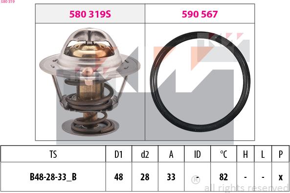 KW 580 319 - Термостат охлаждающей жидкости / корпус autospares.lv
