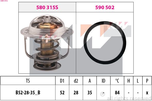 KW 580 315 - Термостат охлаждающей жидкости / корпус autospares.lv