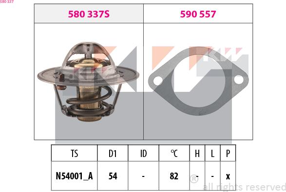 KW 580 337 - Термостат охлаждающей жидкости / корпус autospares.lv