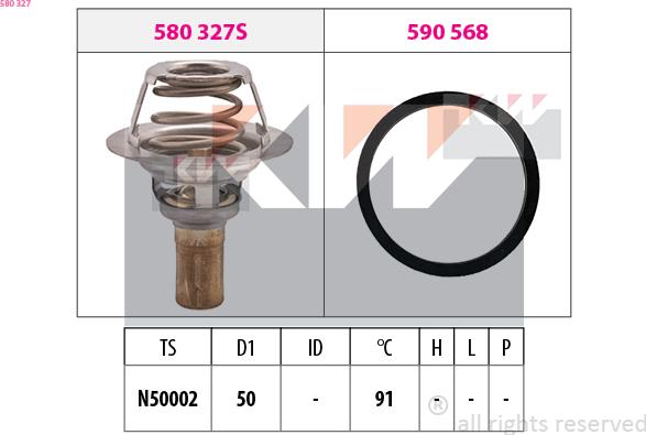 KW 580 327 - Термостат охлаждающей жидкости / корпус autospares.lv