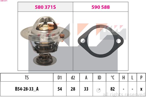 KW 580 371 - Термостат охлаждающей жидкости / корпус autospares.lv