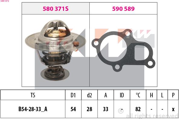 KW 580 372 - Термостат охлаждающей жидкости / корпус autospares.lv