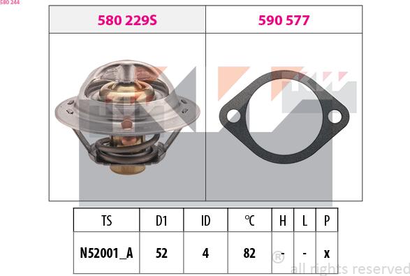 KW 580 244 - Термостат охлаждающей жидкости / корпус autospares.lv