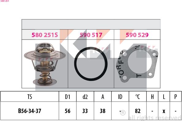 KW 580 251 - Термостат охлаждающей жидкости / корпус autospares.lv