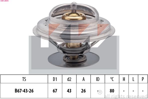 KW 580 260S - Термостат охлаждающей жидкости / корпус autospares.lv