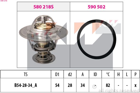 KW 580 218 - Термостат охлаждающей жидкости / корпус autospares.lv