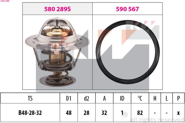KW 580 289 - Термостат охлаждающей жидкости / корпус autospares.lv
