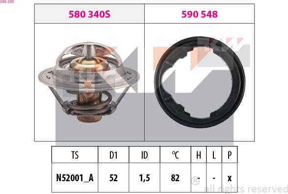 KW 580 230 - Термостат охлаждающей жидкости / корпус autospares.lv