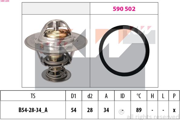 KW 580 220 - Термостат охлаждающей жидкости / корпус autospares.lv