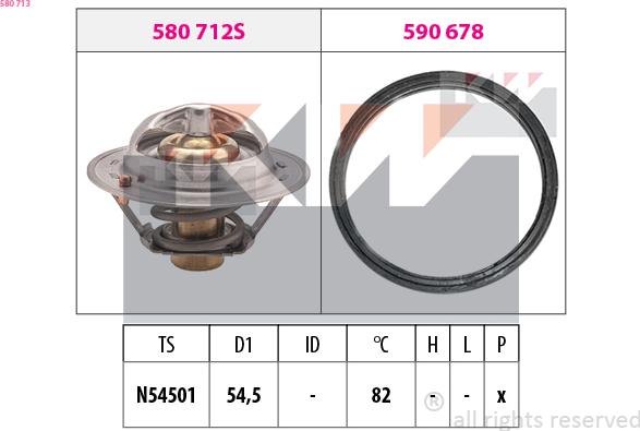 KW 580 713 - Термостат охлаждающей жидкости / корпус autospares.lv