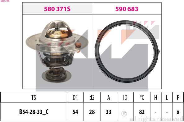 KW 580 726 - Термостат охлаждающей жидкости / корпус autospares.lv