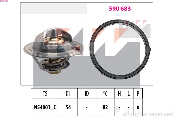 KW 580 727 - Термостат охлаждающей жидкости / корпус autospares.lv