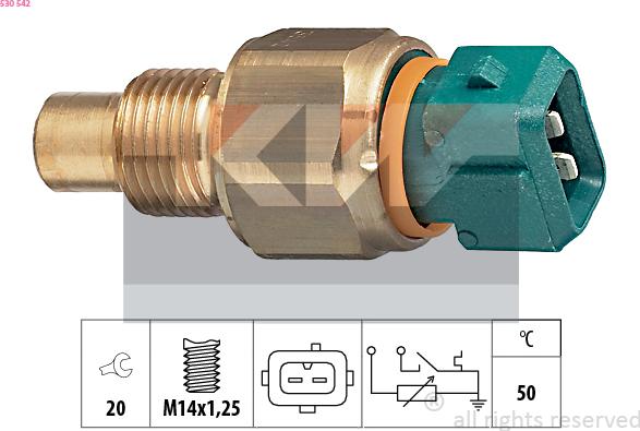 KW 530 542 - Датчик, температура охлаждающей жидкости autospares.lv