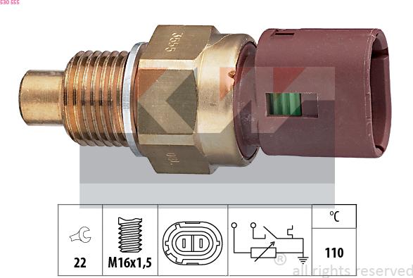 KW 530 555 - Датчик, температура охлаждающей жидкости autospares.lv