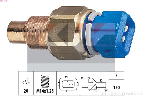 KW 530 558 - Датчик, температура охлаждающей жидкости autospares.lv