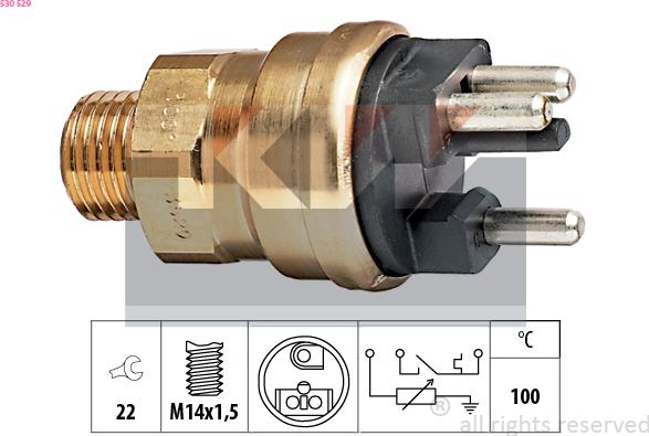 KW 530 529 - Датчик, температура охлаждающей жидкости autospares.lv