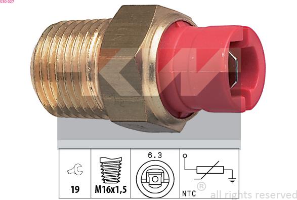 KW 530 027 - Датчик, температура охлаждающей жидкости autospares.lv