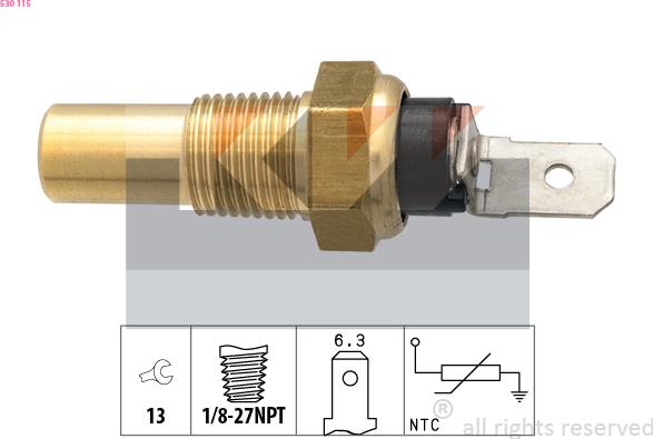 KW 530 115 - Датчик, температура охлаждающей жидкости autospares.lv