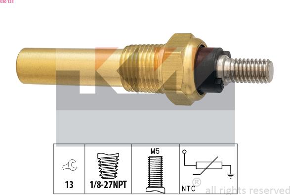 KW 530 135 - Датчик, температура охлаждающей жидкости autospares.lv