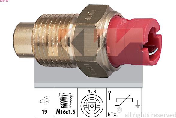 KW 530 132 - Датчик, температура охлаждающей жидкости autospares.lv