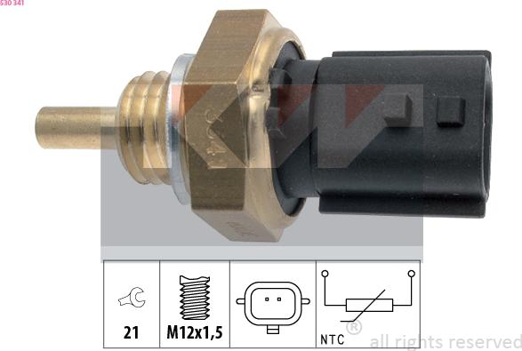 KW 530 341 - Датчик, температура охлаждающей жидкости autospares.lv