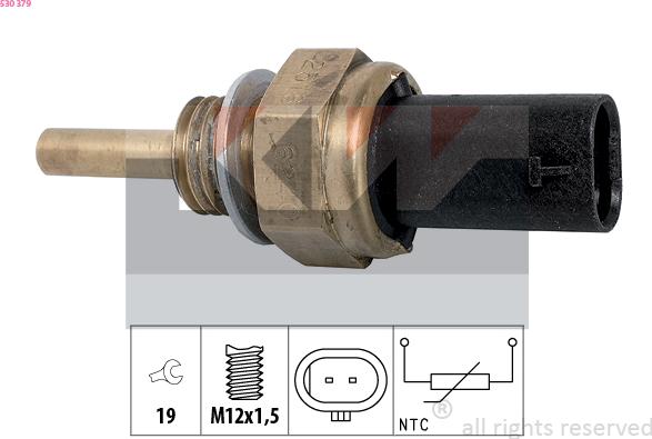 KW 530 379 - Датчик, температура охлаждающей жидкости autospares.lv