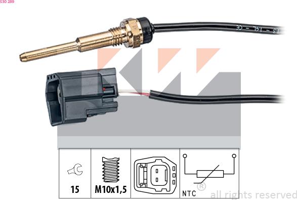 KW 530 289 - Датчик, температура охлаждающей жидкости autospares.lv