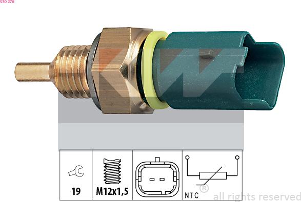 KW 530 276 - Датчик, температура охлаждающей жидкости autospares.lv