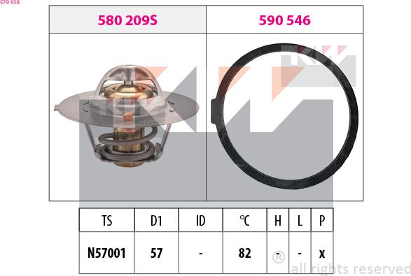 KW 579 938 - Термостат охлаждающей жидкости / корпус autospares.lv