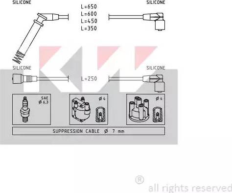 KW 358 195 - Комплект проводов зажигания autospares.lv