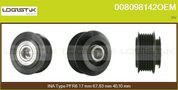 LGK 008098142OEM - Шкив генератора, муфта autospares.lv